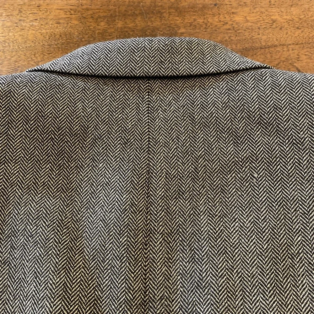 Chaps Blazer Men's 46R Beige Black Herringbone‎ Jacket Sport Coat 100% Wool